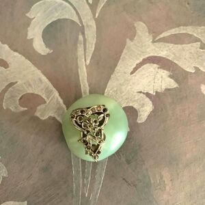 Antique 1920s Smoky Rhinestone Dress clip, Vintage, Unmarked